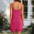 thumbnail image 4 of Women's Summer Slip Dress Adjustable Spaghetti Strap V-Neck Ruffle Hem Loose Casual Mini Dress Hot Pink-A L(L), 4 of 6