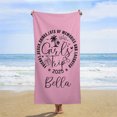 thumbnail image 1 of Lofaris Pink Black Girls Trip Summer Custom Name Beach Towel, 1 of 9