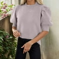 thumbnail image 4 of Sweaters for Women 2025 Puff Short Sleeve Crewneck T-Shirt Summer Fall Jumper Top Womens Pullover Sweaters, 4 of 6