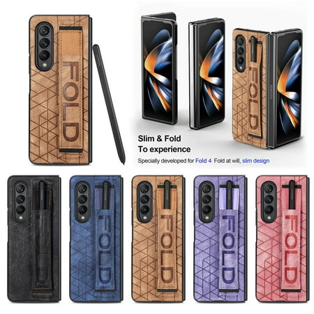 For Samsung Galaxy Z Fold 4 Fashion Luxury PU Leather Case Cover Wristband Phone Case Cover