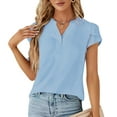 thumbnail image 3 of VDJ Women Blouses Summer Short Sleeve Button V Neck Trendy Shirts Casual Dressy Tops for Ladies, 3 of 7