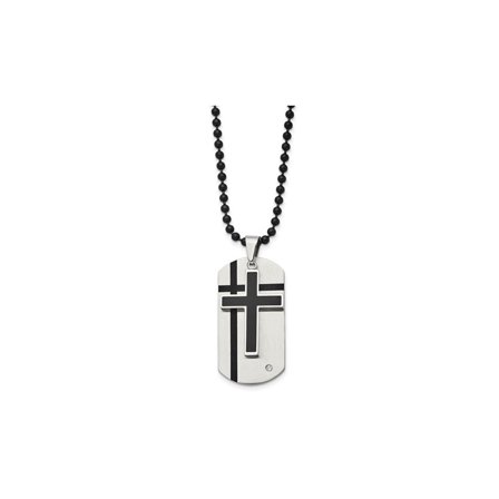 Mens Stainless Steel Cross Dogtag Pendant Necklace with Chain (24 inches) for Men