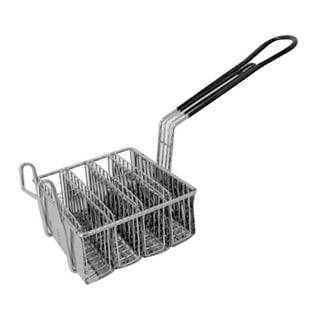 Choice 12 x 6 1/2 x 4 1/2 8-Slot Nickel-Plated Steel Taco Fry Basket  with Rubberized Handle and Front Hook