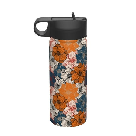 

Qekee Whimsical peony blossom Print 18OZ Sports Insulated Kettle Coffee Mug Travel Tea Mug Thermos Cup 18 Stainless Steel Water Bottle For Running Hiking Cycling