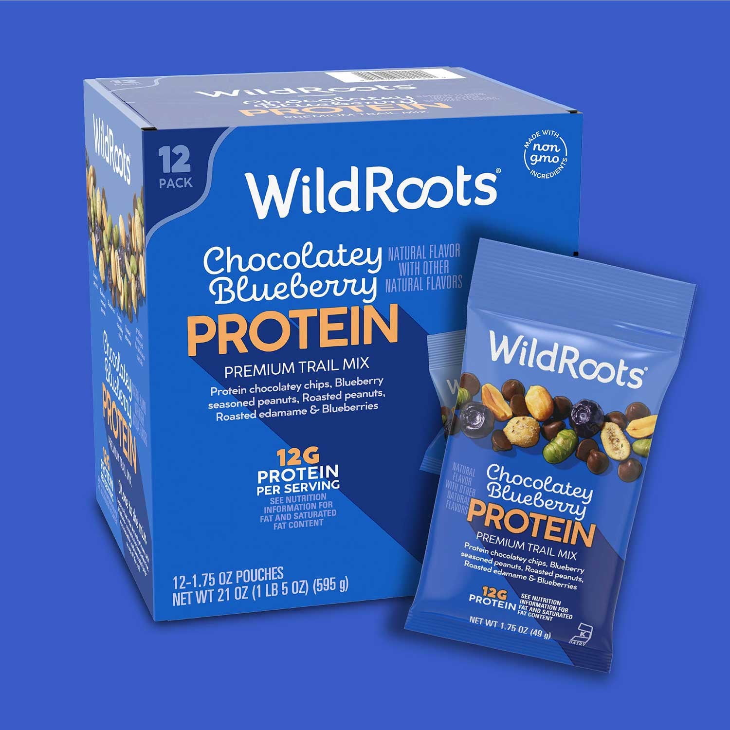 WildRoots Chocolatey Blueberry Protein Single Serve Trail Mix, 1.75 oz., 12 pk.