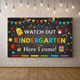 thumbnail image 6 of Colorful Chalkboard Style Backdrop Banner with School Elements for Kindergarten Celebration Party Supplies Photography Props Decorations Kids Back - to - School Event First Day of Kindergarten Decor, 6 of 7
