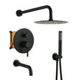 thumbnail image 1 of Boyel Living 10 in Shower System Wall Mount Rainfall Shower Head with Handheld Shower and Bathtub Tub Spout,3-function Bathroom Round Shower Combo Set Tub Faucet,Shower Faucet Set in Matte Black, 1 of 1