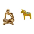 thumbnail image 1 of Figura de lector abstracto, figura humana, decoración de escritorio, estatua sueca elaborada en resina y madera, adecuada para estanterías de oficina, 1 of 8