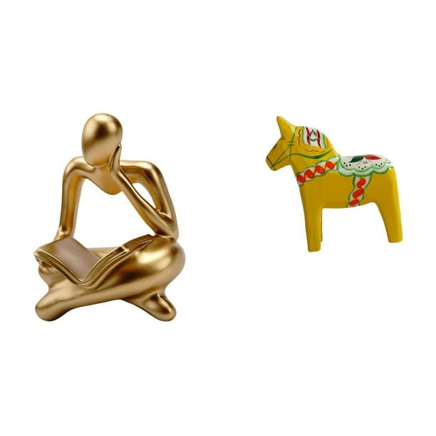 Figura de lector abstracto, figura humana, decoración de escritorio, estatua sueca elaborada en resina y madera, adecuada para estanterías de oficina