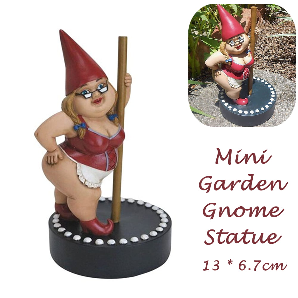 Creative Statue Patio Yard Lawn Spring Decorations Funny Outdoor Statue Gnome Figurine Resin Garden Gnome Statues Pole Dancing Gnome Statue