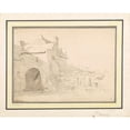 thumbnail image 2 of Johann Heinrich Roos 14x12 Gold Ornate Wood Frame and Double Matted Museum Art Print Titled - Architectural Study Zinnenturm, 2 of 4