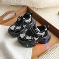 thumbnail image 2 of yboeqw Little Girls Hook and Loop Light‑Up Sneakers Glitter Patchwork Upper LED Flashing Sole Lightweight Non‑Slip Chunky Athletic Shoes for Little Girls, 2 of 8