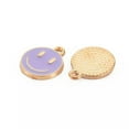 thumbnail image 3 of U8MO 100Pcs Flat Round Light Gold Alloy Enamel Charms For Jewelry Making 14.5x12mm-Lilac, 3 of 3