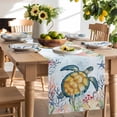 thumbnail image 3 of Burlap Table Runner 70 Inches Long,Watercolor Coastal Sea Turtle Coral Seahorse Starfish Non-Slip Kitchen Table Runners for Dining Room Everyday Use Party Table Decorations Underwater World, 3 of 9