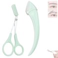 thumbnail image 1 of Beginner's Safety Eyebrow Razor - Stainless Steel Crescent Blade with Micro-Guard, Portable Eyebrow Razors, EyebrowTrimmer for Women with Eyebrow Scissors Comb(Green), 1 of 7