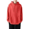 thumbnail image 1 of LUXUR Mens Long Sleeve Pullover Leisure Winter Hoodies Orange Red L, 1 of 3