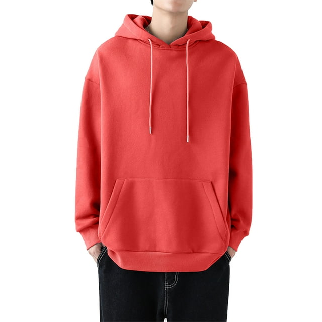 LUXUR Chandail à Manches Longues pour Hommes Loisirs Hiver Orange Rouge G