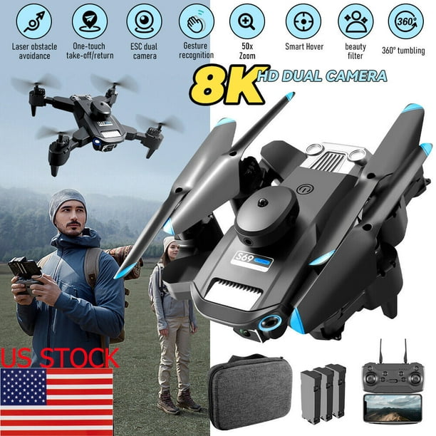 MDHAND S69 RC Drone With HD Dual Camera & 3 Battery WIFI FPV Drone 360° Obstacle Avoidance Headless Mode RC Foldable Quadcopter Helicopter Drone Walmart.com