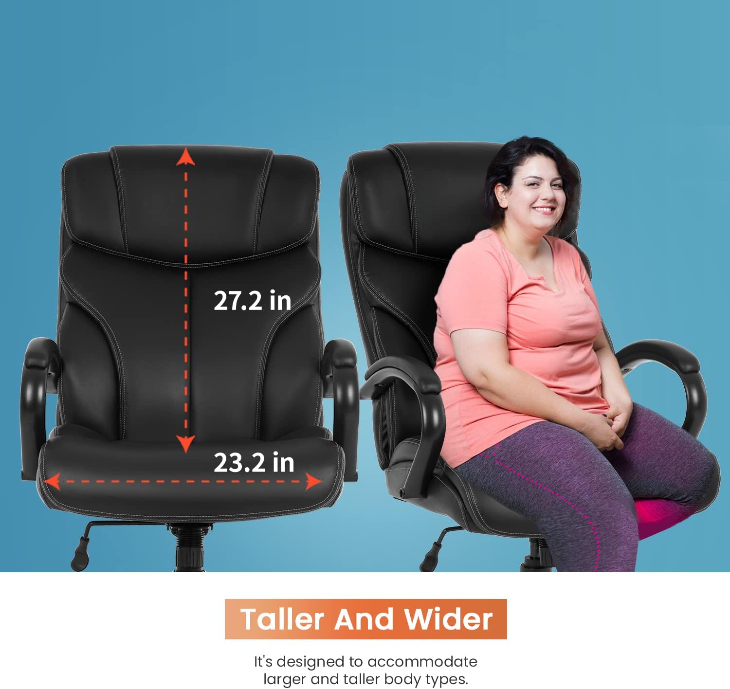 Dkelincs Ergonomic Office Chair Big and Tall Wide Seat Desk Chair 500 lbs Adjustable Computer Chair with Lumbar Support, Black