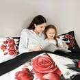 thumbnail image 5 of Manfei Gothic Skull Bedding Comforter Set,Romantic Rose Flowers Twin Comforter Sets,Red White Black Bedding Set For Girls Boys,Ultra Soft Home Decor Reversible,2pcs, 5 of 8