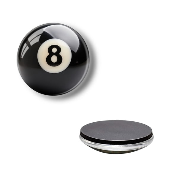 Round Strong Magnetic Glass Refrigerator Magnets, Ball with White Eight Non-Scratch Decorative Magnets for Fridge Kitchen, Office Whiteboard and Lockers Associations (1.18*1.18 Inch)