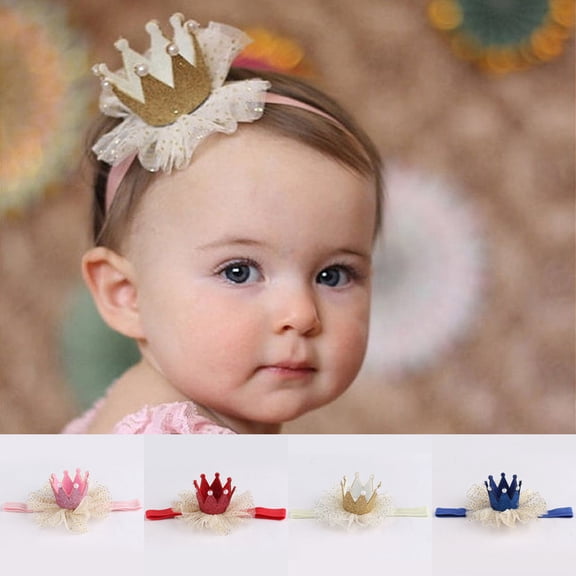 Cheers.US 4Pcs Kids Baby Girl Cute Princess Babies Toddler Lace Crown Hair Band Headwear Headband Accessories Head piece