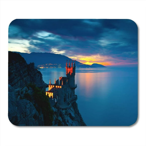 NUDECOR Blue Famous The Well Known Castle Swallow's Nest Near Yalta Place Fairy Fantasy Mousepad Mouse Pad Mouse Mat 9x10 inch