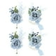 thumbnail image 1 of Juego de corsages de rosa y boutonnieres para el novio, la novia y los padrinos de boda en azul claro, 1 of 7