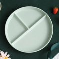 thumbnail image 1 of Plat Divisé en 3 Régimes Assiette Ronde Réutilisable Vaisselle de Cuisine Assiettes à Portions Adultes 3 Compartiments Assiettes Repas Équilibrés Vert, 1 of 6