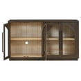thumbnail image 2 of 4-Door Large Storage Sideboard Buffet Cabinet with Glass Doors, Arched Cabinet with Adjustable Shelves for Kitchen, Dining Room and Living Room (Espresso), 2 of 10