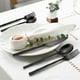 thumbnail image 1 of Juego de cubiertos de acero inoxidable de 5 piezas | Cuchillos, tenedores y cucharas con mango redondo | Plateados o dorados | Ideal para hoteles y restaurantes | Apto para lavavajillas, 1 of 6