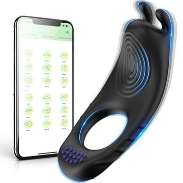 Vibrating Penis Ring Sex Toys for Couples,AMOVIBE Adult Toys Rabbit Penis Ring with 10 Vibration Modes Adult Toy,Waterproof Silicone Penis Ring Vibrator Sex Toys for Men,Male Sex Toys Black