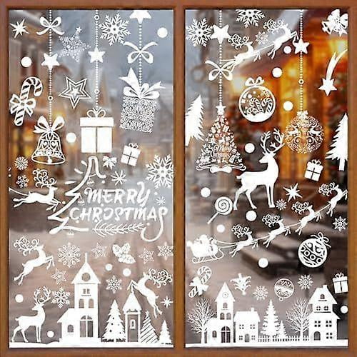 Christmas Window Stickers,Christmas Decorations,10 Sheets PVC Static Snow Window Stickers, 3D Reusable and Detachable, Window Displays Stickers,Party