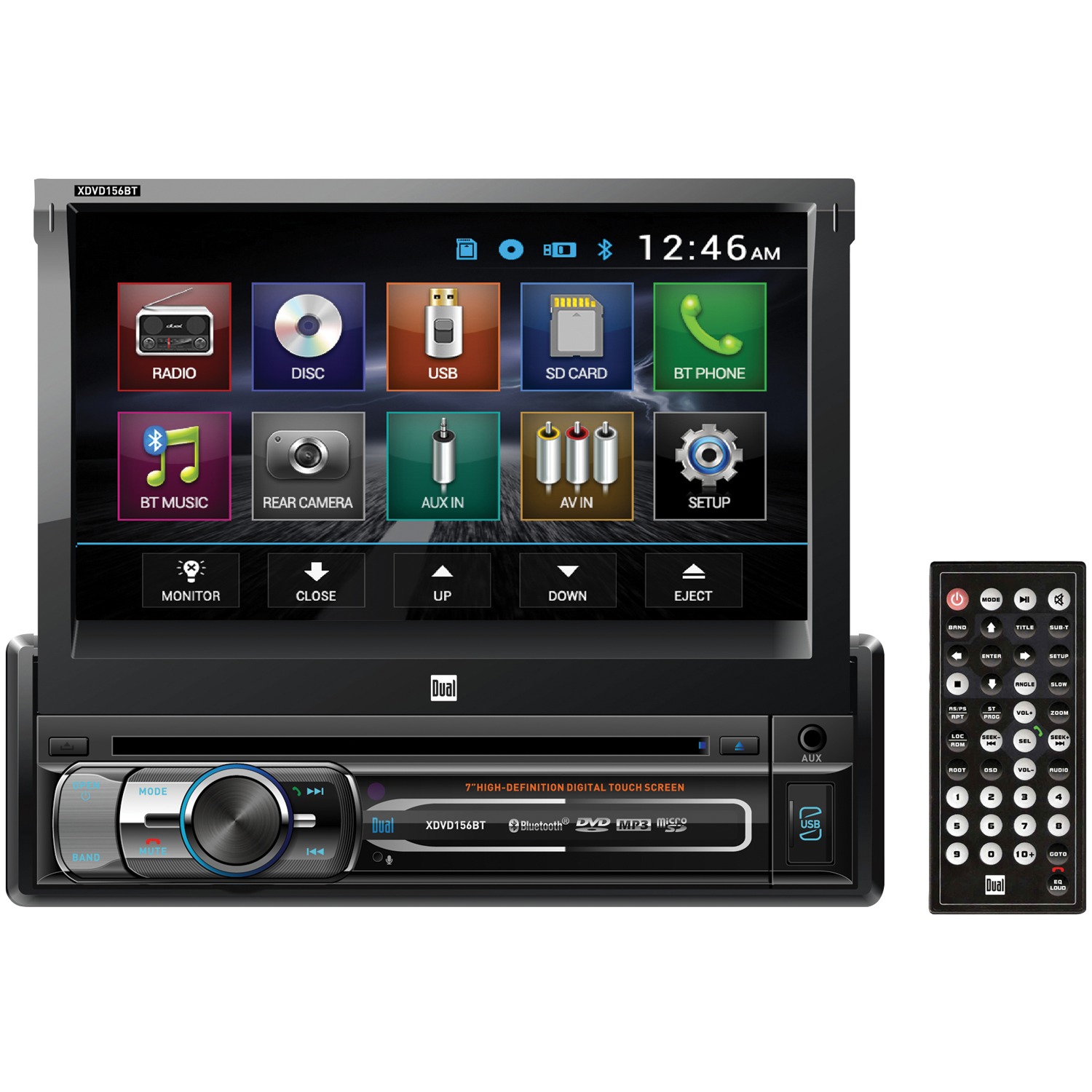 Dual XDVD156BT 7" Single-Din DVD Receiver with Motorized Touchscreen, New - image 4 of 4
