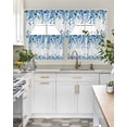 thumbnail image 4 of Spring Blue Floral Swag Kitchen Curtains Sets for Windows 24 Inch Length, Farmhouse Weeping Floral Leaves Short Window Curtain Panels Swags Valances and Tiers 3 Piece Set for Cafe/Dining Room, 4 of 5
