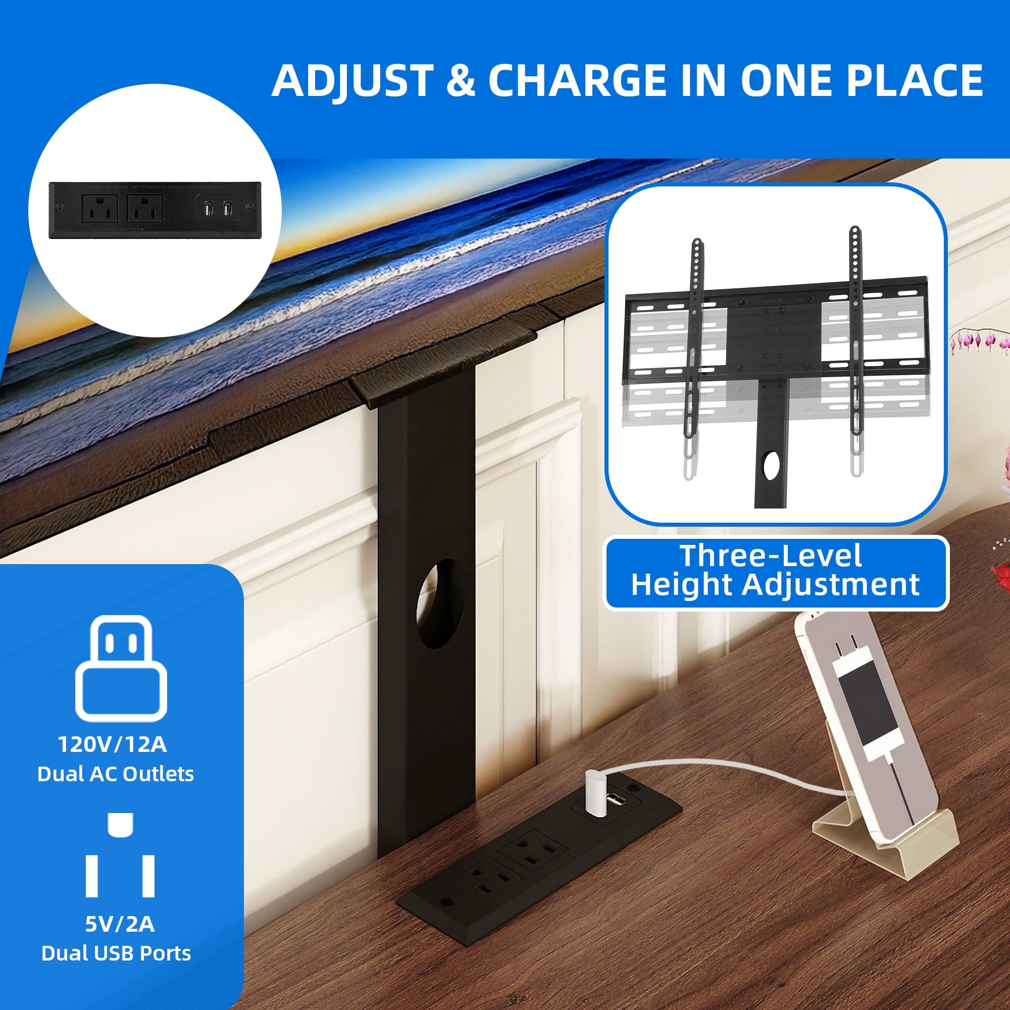 Uforic Modern TV Stand for 32-70 inch,Entertainment Center with LED Light& Door,Media Console Table