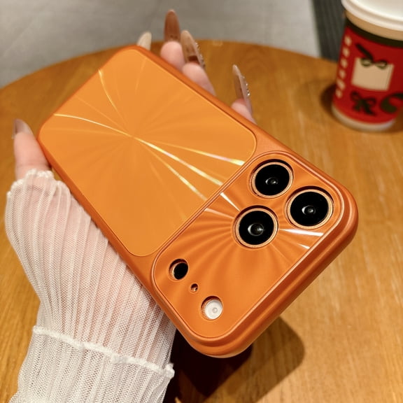 for iPhone 17 Magnetic Case, 17 Pro Max Style Look Laser Design, Hard PC Ultra Slim Shockproof Protective Anti-Scratch Smooth Back Cover, Compatible with Wireless Charging, Orange
