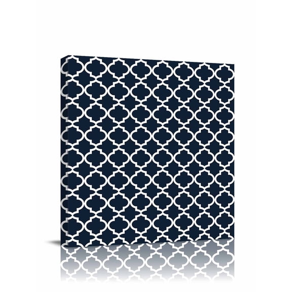 Moroccan Canvas Wall Art, Navy Blue Geometric Farmhouse Abstract Modern Framed Wall Decor Modern Artwork Prints Painting for Living Room, Bedroom, Kitchen & Cafe Decor 28x28 Inch