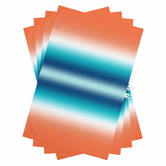 Orange Blue Teal Ombre Kitchen Towels Set of 4, Water Absorbent Dish Towel, Contemporary Abstract Gradient Decorative Hand Towels - Quick Drying Cloth for Cooking Baking, 18x28 Inch
