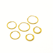 Sterling Silver Earrings | Multi-Size Mini Hoops | 22k Gold Plated | 3 Pairs (BE3PMMG)