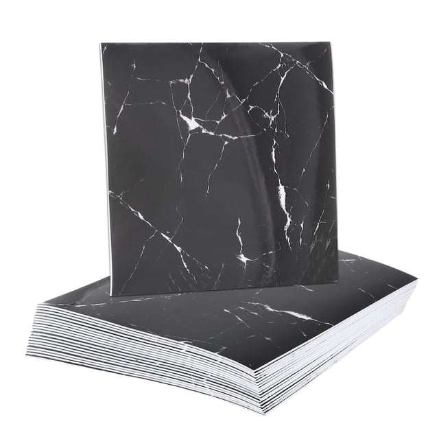Uxcell 20 Piezas Azulejos de Mármol Autoadhesivos, Panel de Pared Impermeable para Salpicadero, Azulejos de Ducha Autoadhesivos de 11.81"x11.81" para Baño, Diseño de Raíz en Blanco y Negro