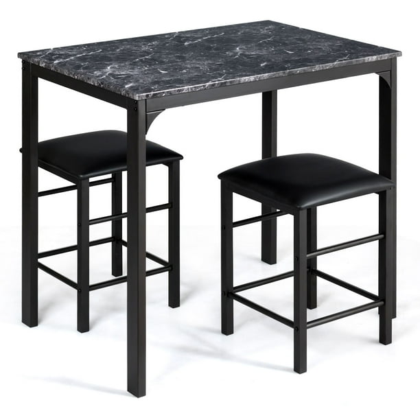 3 Pieces Counter Height Table Set 2 Chairs Bar Dining Room Faux