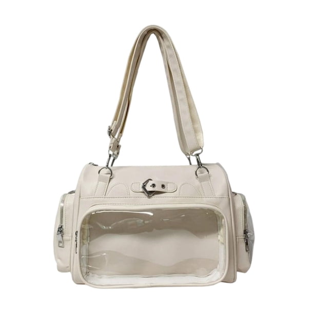 Expositor de alfileres con ventana transparente para bolsos Ita Bag, ideal para cosplay, anime y fiestas de Halloween. Blanco