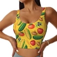 thumbnail image 3 of Goofa Colorful Vegetables Printed Sports Bras for Women, High Impact Running Bra Workout Crop Tank Tops Longline Sports Bra Push up-Small, 3 of 9