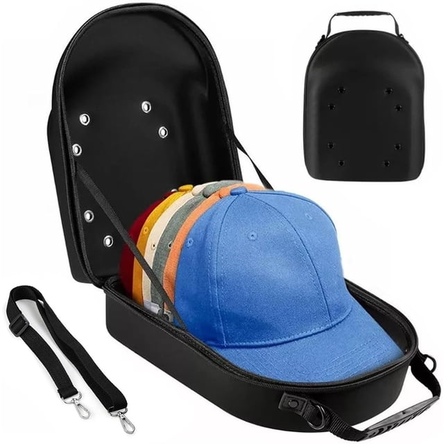 Funda de Viaje para Sombrero, Estuche Rígido para Gorras de Béisbol con Asa de Transporte y Correa de Hombro Ajustable, Organizador de Sombreros para Viajes y Almacenamiento en el Hogar