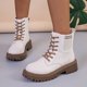 thumbnail image 2 of NECHOLOGY Botas Mujer Adulto Femenino Zapatos Botines para mujer Zapatos de mujer Botas de suela gruesa de moda Botas cómodas al libre de suela blanda Botas (Beige, 8.5), 2 of 7