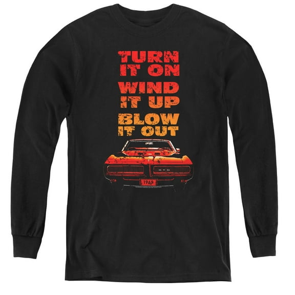 Pontiac Blow It Out Gto Youth Long Sleeve T-Shirt Tee Black