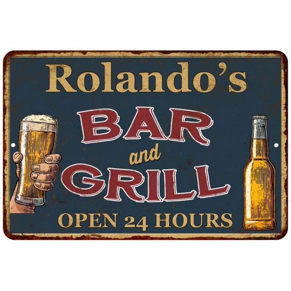 Rolando's Green Bar and Grill Sign 8 x 12 High Gloss Metal 208120044807