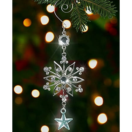 Delight Crystal Ornament (Silver Snowflake Ornament - Silver Metal and Clear Crystal Filigree Ornament - Silver Christmas Decoration - Stocking)