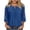 A-Blue, variant on Women's Round Neck 3/4 Sleeve Tops Tie Keyhole Lace Patch Pleated Loose Soft Casual Tunic Top for Daily Wear A-Blue S